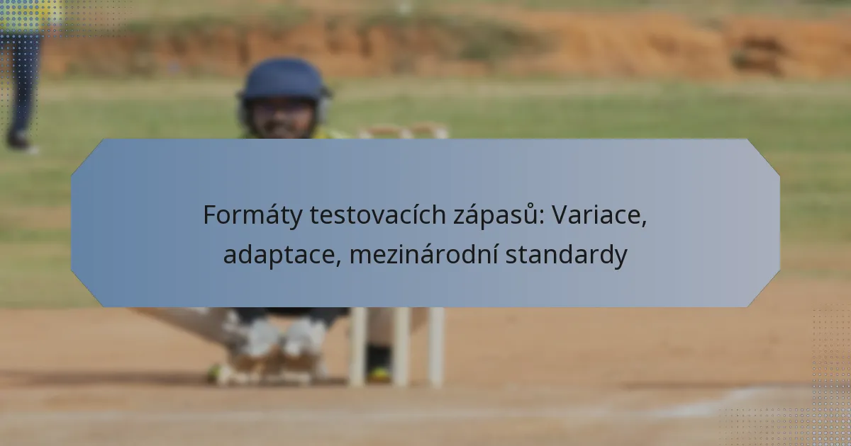 Formáty testovacích zápasů: Variace, adaptace, mezinárodní standardy