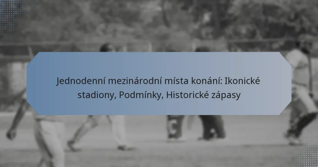 Jednodenní mezinárodní místa konání: Ikonické stadiony, Podmínky, Historické zápasy