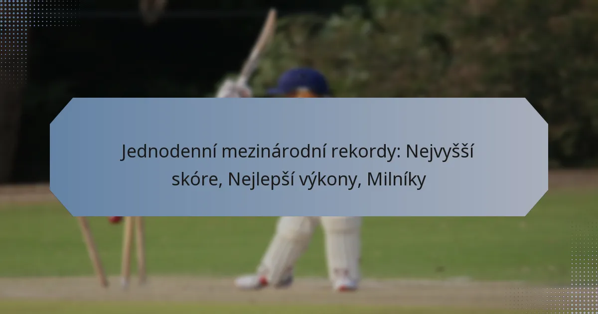 Jednodenní mezinárodní rekordy: Nejvyšší skóre, Nejlepší výkony, Milníky