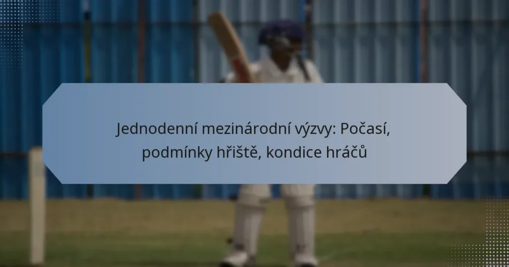 Jednodenní mezinárodní výzvy: Počasí, podmínky hřiště, kondice hráčů