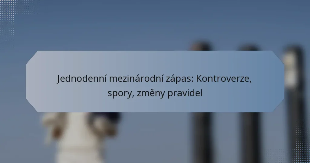 Jednodenní mezinárodní zápas: Kontroverze, spory, změny pravidel