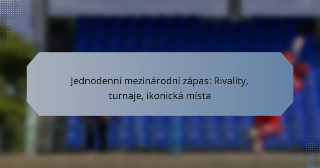 Jednodenní mezinárodní zápas: Rivality, turnaje, ikonická místa