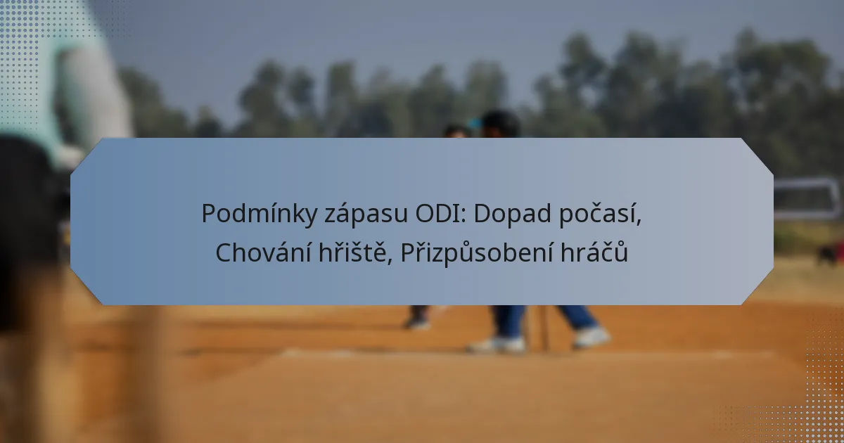 Podmínky zápasu ODI: Dopad počasí, Chování hřiště, Přizpůsobení hráčů