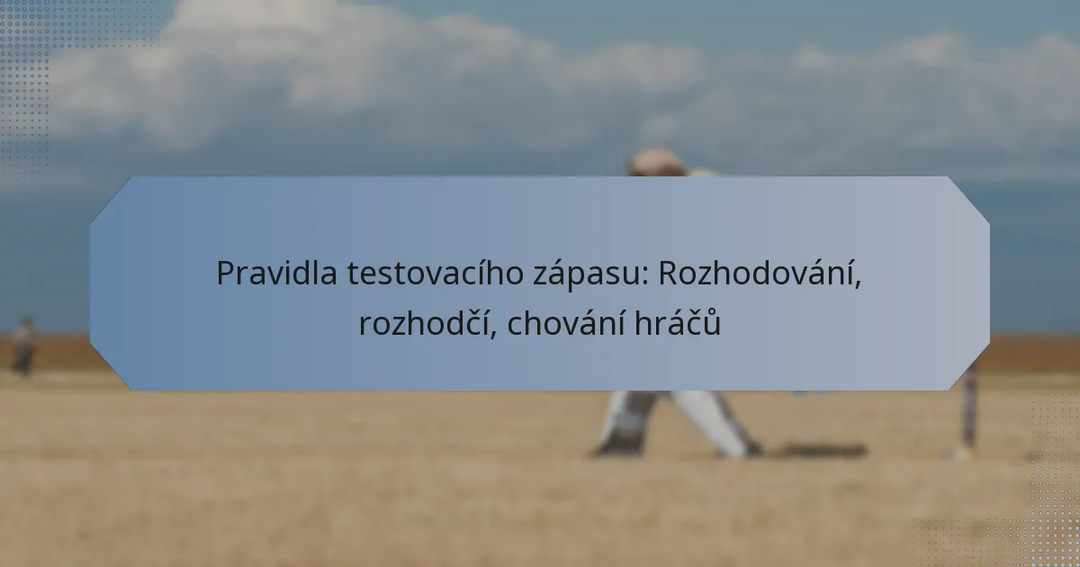 Pravidla testovacího zápasu: Rozhodování, rozhodčí, chování hráčů