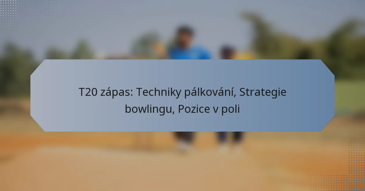 T20 zápas: Techniky pálkování, Strategie bowlingu, Pozice v poli