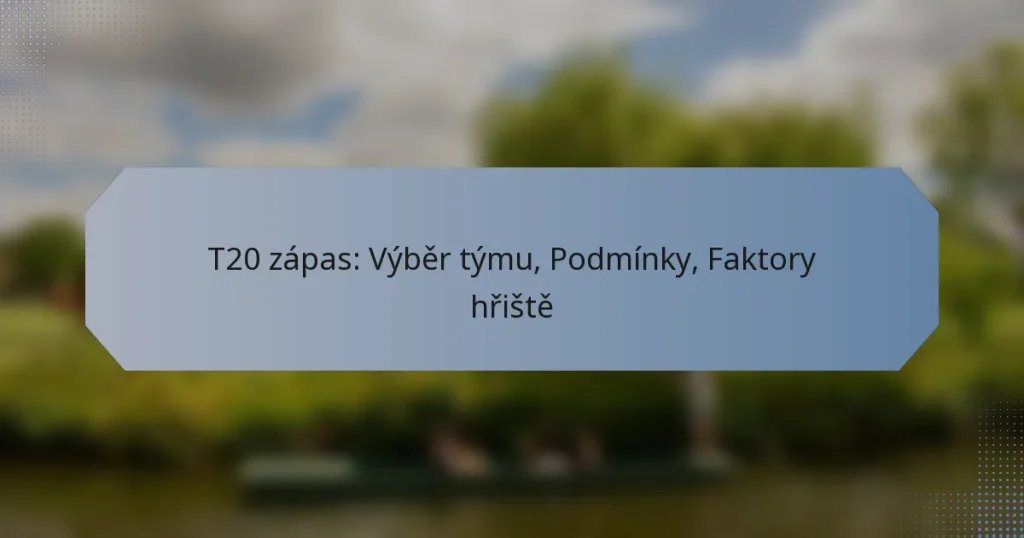 T20 zápas: Výběr týmu, Podmínky, Faktory hřiště