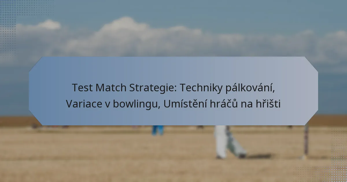 Test Match Strategie: Techniky pálkování, Variace v bowlingu, Umístění hráčů na hřišti