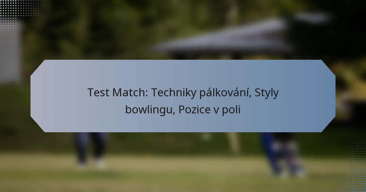 Test Match: Techniky pálkování, Styly bowlingu, Pozice v poli