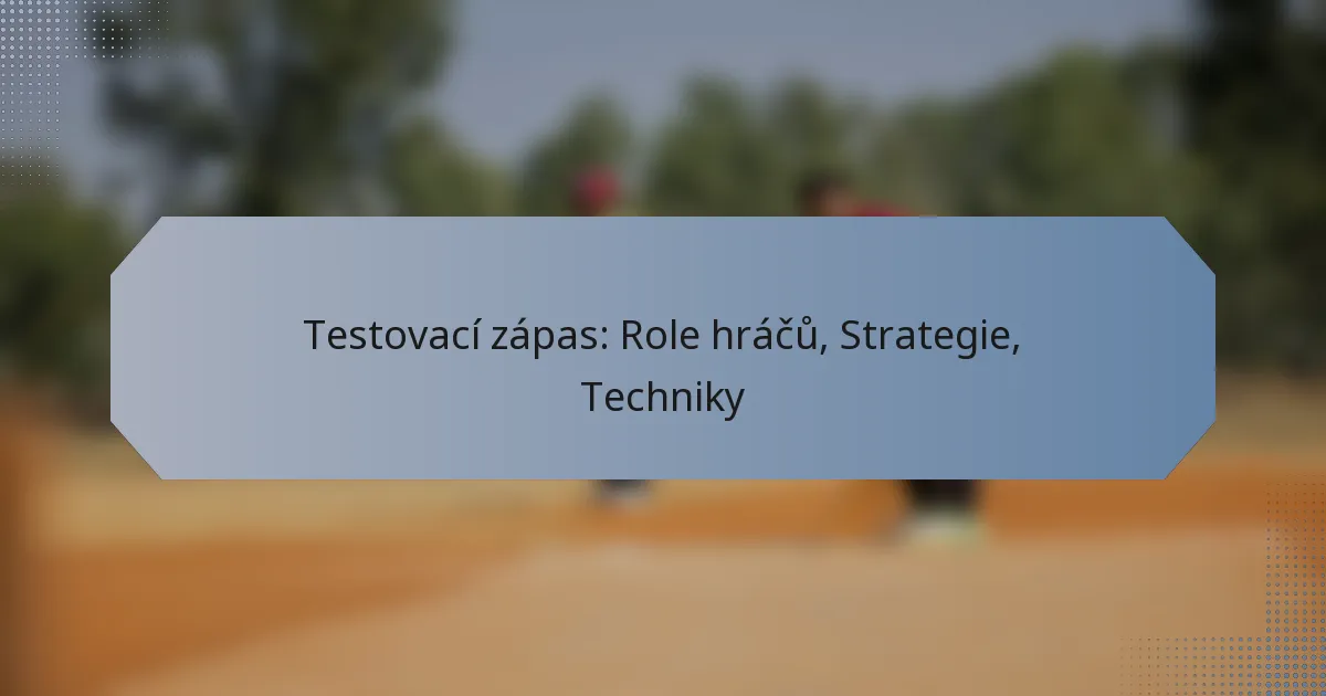 Testovací zápas: Role hráčů, Strategie, Techniky
