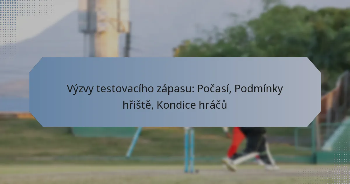 Výzvy testovacího zápasu: Počasí, Podmínky hřiště, Kondice hráčů