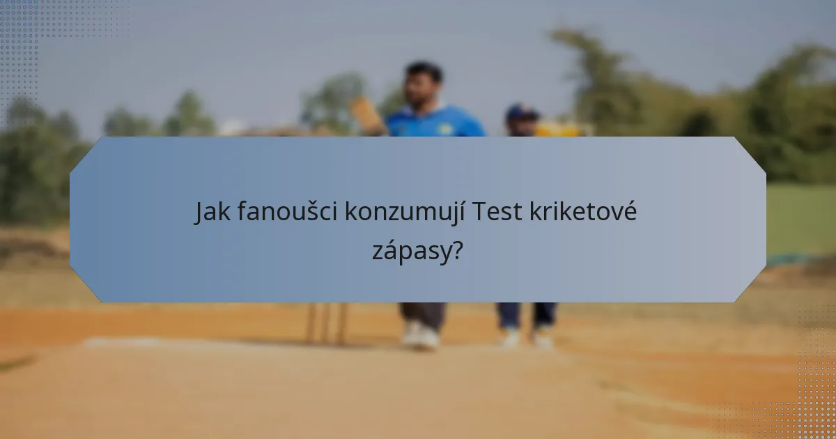 Jak fanoušci konzumují Test kriketové zápasy?