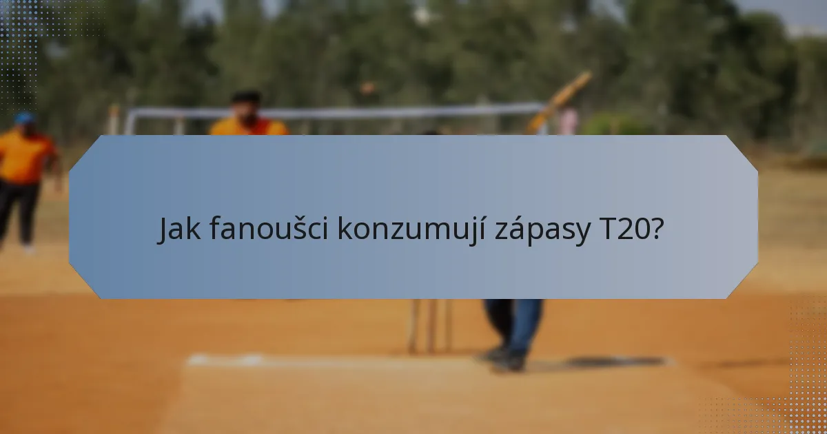 Jak fanoušci konzumují zápasy T20?