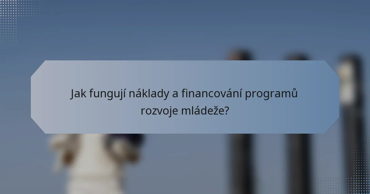 Jak fungují náklady a financování programů rozvoje mládeže?