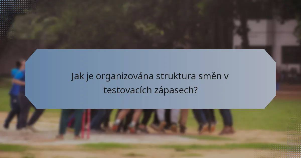 Jak je organizována struktura směn v testovacích zápasech?