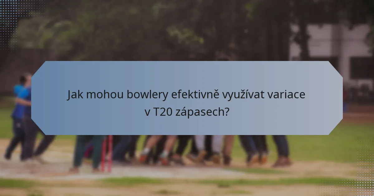 Jak mohou bowlery efektivně využívat variace v T20 zápasech?