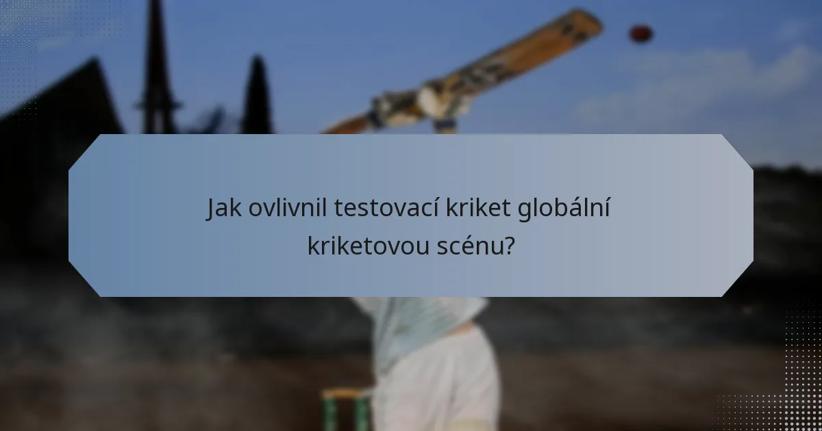 Jak ovlivnil testovací kriket globální kriketovou scénu?