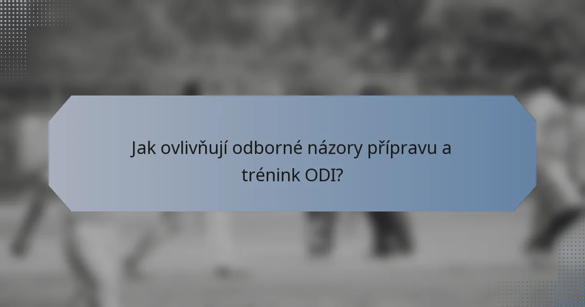 Jak ovlivňují odborné názory přípravu a trénink ODI?