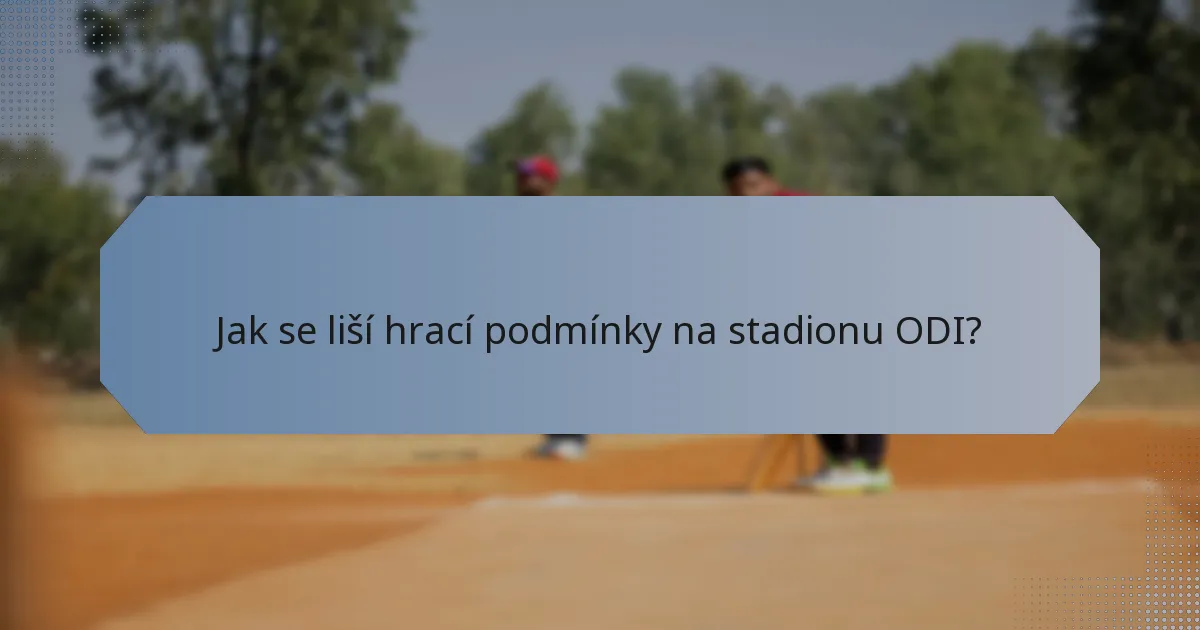 Jak se liší hrací podmínky na stadionu ODI?