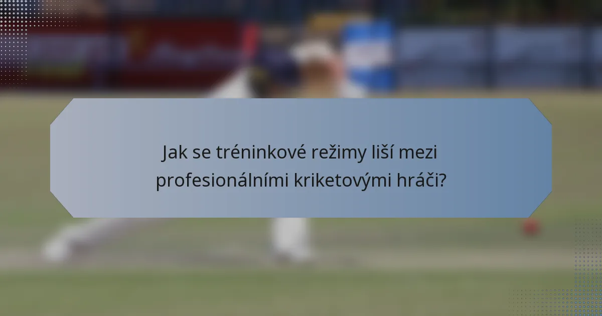 Jak se tréninkové režimy liší mezi profesionálními kriketovými hráči?