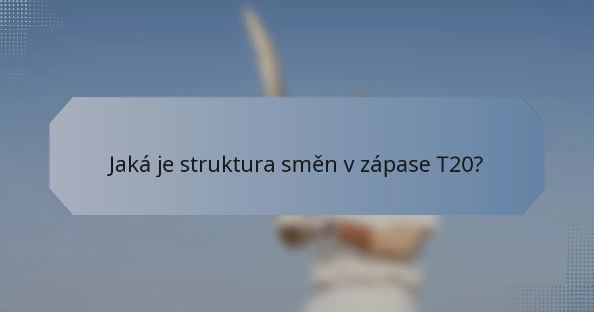 Jaká je struktura směn v zápase T20?