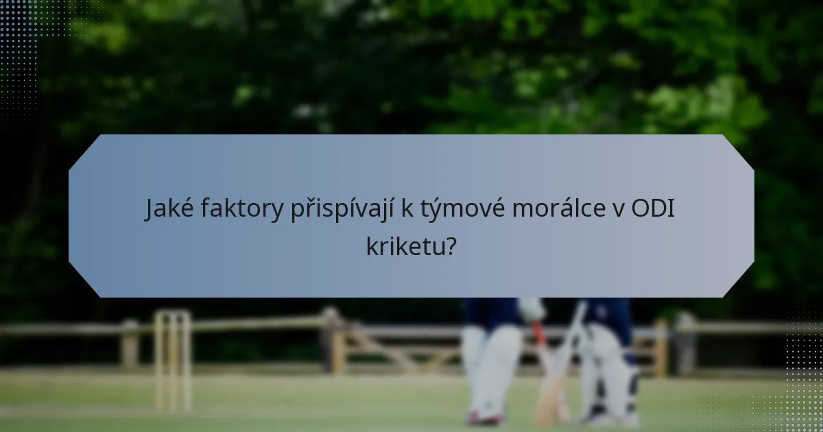 Jaké faktory přispívají k týmové morálce v ODI kriketu?