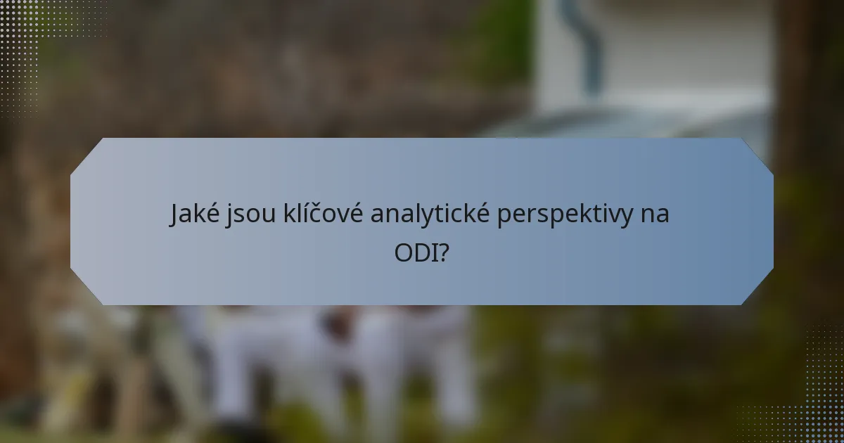 Jaké jsou klíčové analytické perspektivy na ODI?