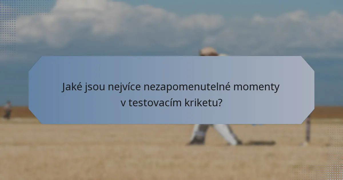 Jaké jsou nejvíce nezapomenutelné momenty v testovacím kriketu?