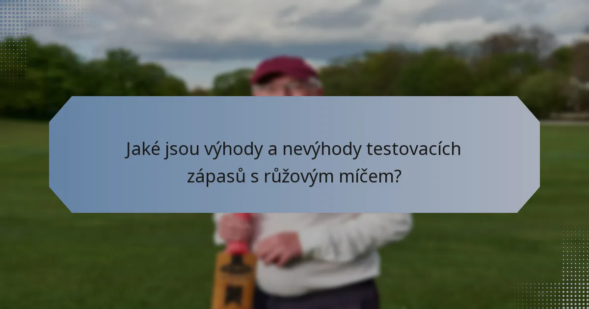 Jaké jsou výhody a nevýhody testovacích zápasů s růžovým míčem?