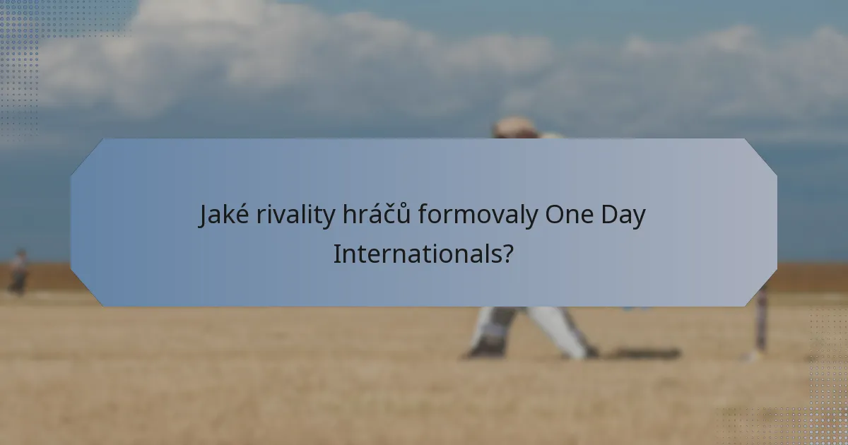 Jaké rivality hráčů formovaly One Day Internationals?