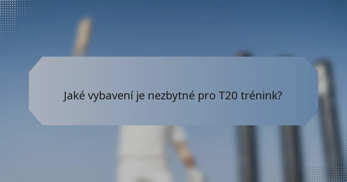 Jaké vybavení je nezbytné pro T20 trénink?